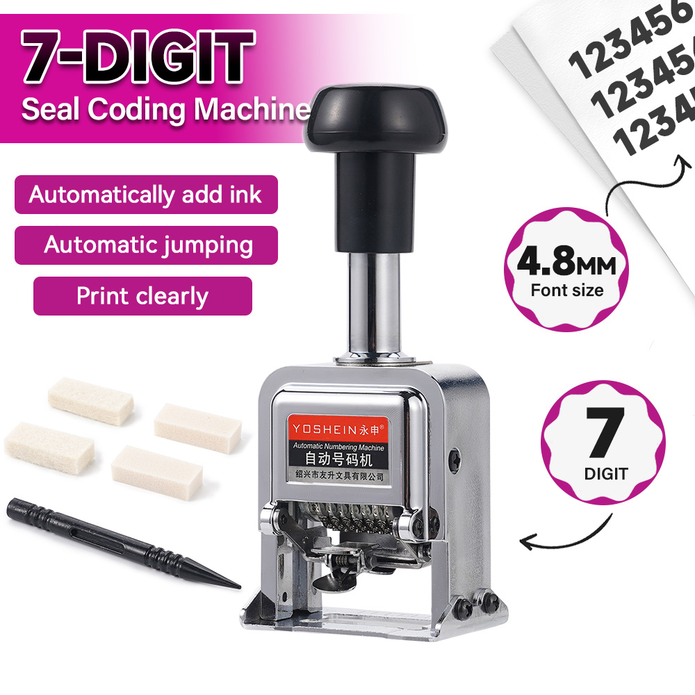 Rubber Date Stamp - 7 Digit Automatic Numbering Machine Metal